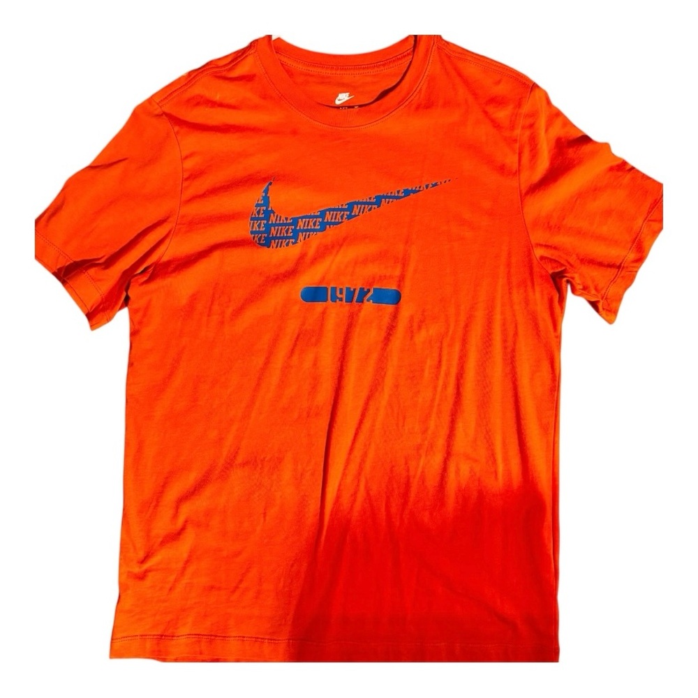 Nike Men’s M Orange Tee with Blue Swoosh Logo